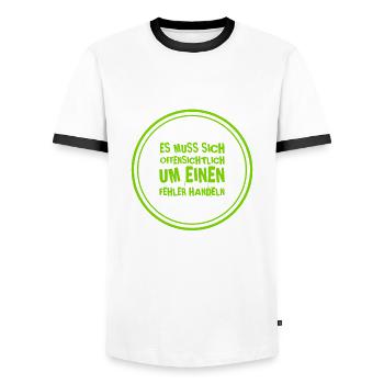 offenkundiger Fehler - Männer Kontrast-T-Shirt - Weiß/Schwarz - Vorne - AI Model Female 172 light (172cm) & AI Model Male 178 dark (178cm)