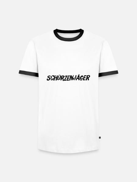 Schürzenjäger - Männer Kontrast-T-Shirt - Weiß/Schwarz