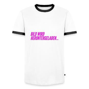 wird geladen - Männer Kontrast-T-Shirt - Weiß/Schwarz - Vorne - AI Model Female 172 light (172cm) & AI Model Male 178 dark (178cm)