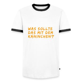 rätselhaftes Kaninchen - Männer Kontrast-T-Shirt - Weiß/Schwarz - Vorne - AI Model Female 172 light (172cm) & AI Model Male 178 dark (178cm)
