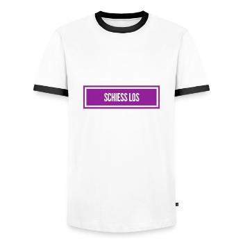 raus damit - Männer Kontrast-T-Shirt - Weiß/Schwarz - Vorne - AI Model Female 172 light (172cm) & AI Model Male 178 dark (178cm)
