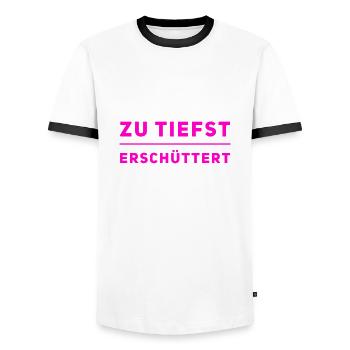 das hat mich tief getroffen - Männer Kontrast-T-Shirt - Weiß/Schwarz - Vorne - AI Model Female 172 light (172cm) & AI Model Male 178 dark (178cm)