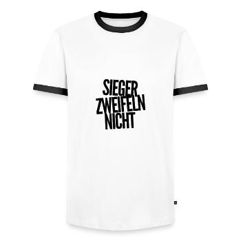 ich bin ein Sieger - Männer Kontrast-T-Shirt - Weiß/Schwarz - Vorne - AI Model Female 172 light (172cm) & AI Model Male 178 dark (178cm)