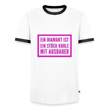 Ausdauer lohnt sich - Männer Kontrast-T-Shirt - Weiß/Schwarz - Vorne - AI Model Female 172 light (172cm) & AI Model Male 178 dark (178cm)