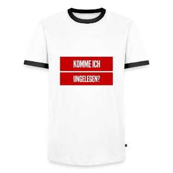 störe ich gerade? - Männer Kontrast-T-Shirt - Weiß/Schwarz - Vorne - AI Model Female 172 light (172cm) & AI Model Male 178 dark (178cm)