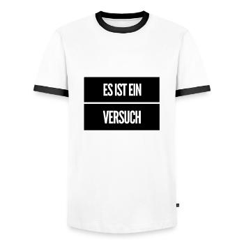 ich probiere es - Männer Kontrast-T-Shirt - Weiß/Schwarz - Vorne - AI Model Female 172 light (172cm) & AI Model Male 178 dark (178cm)