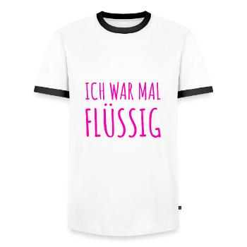 ich war mal flüssig - Männer Kontrast-T-Shirt - Weiß/Schwarz - Vorne - AI Model Female 172 light (172cm) & AI Model Male 178 dark (178cm)