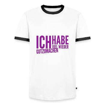 es tut mir leid - Männer Kontrast-T-Shirt - Weiß/Schwarz - Vorne - AI Model Female 172 light (172cm) & AI Model Male 178 dark (178cm)