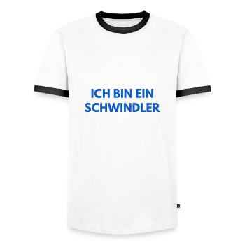 schwindeln ist mein Ding - Männer Kontrast-T-Shirt - Weiß/Schwarz - Vorne - AI Model Female 172 light (172cm) & AI Model Male 178 dark (178cm)