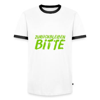 zurückbleiben bitte - Männer Kontrast-T-Shirt - Weiß/Schwarz - Vorne - AI Model Female 172 light (172cm) & AI Model Male 178 dark (178cm)