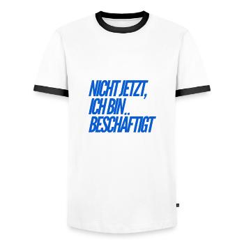 ich bin im Stress - Männer Kontrast-T-Shirt - Weiß/Schwarz - Vorne - AI Model Female 172 light (172cm) & AI Model Male 178 dark (178cm)