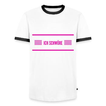 darauf kannst du dich verlassen - Männer Kontrast-T-Shirt - Weiß/Schwarz - Vorne - AI Model Female 172 light (172cm) & AI Model Male 178 dark (178cm)