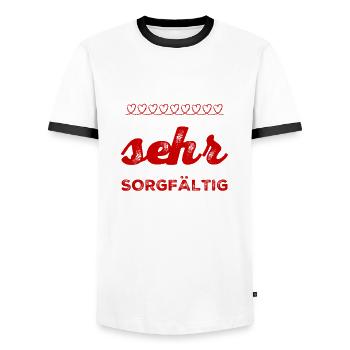 Sorgfalt geht immer - Männer Kontrast-T-Shirt - Weiß/Schwarz - Vorne - AI Model Female 172 light (172cm) & AI Model Male 178 dark (178cm)
