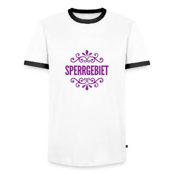 Sperrgebiet - Männer Kontrast-T-Shirt - Weiß/Schwarz - Vorne - AI Model Female 172 light (172cm) & AI Model Male 178 dark (178cm)