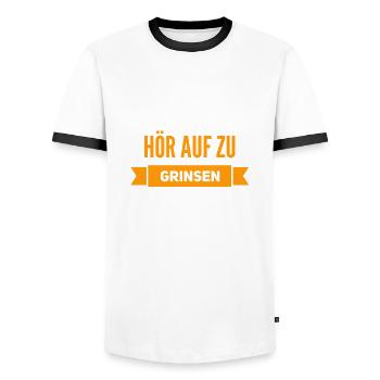 lass das lachen - Männer Kontrast-T-Shirt - Weiß/Schwarz - Vorne - AI Model Female 172 light (172cm) & AI Model Male 178 dark (178cm)