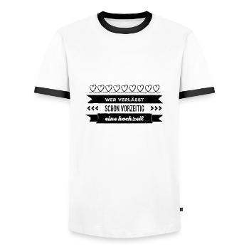 eine Hochzeit verlassen - Männer Kontrast-T-Shirt - Weiß/Schwarz - Vorne - AI Model Female 172 light (172cm) & AI Model Male 178 dark (178cm)