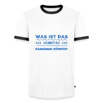 bleib optimistisch - Männer Kontrast-T-Shirt - Weiß/Schwarz - Vorne - AI Model Female 172 light (172cm) & AI Model Male 178 dark (178cm)