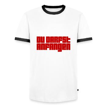 fang ruhig an - Männer Kontrast-T-Shirt - Weiß/Schwarz - Vorne - AI Model Female 172 light (172cm) & AI Model Male 178 dark (178cm)