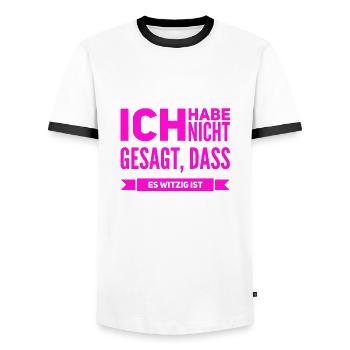 ich kann nicht lachen - Männer Kontrast-T-Shirt - Weiß/Schwarz - Vorne - AI Model Female 172 light (172cm) & AI Model Male 178 dark (178cm)