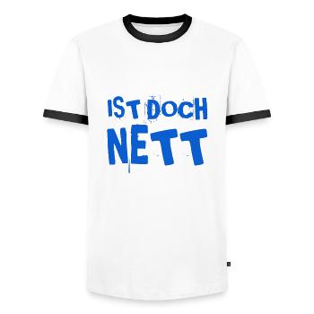 ich finde es gut - Männer Kontrast-T-Shirt - Weiß/Schwarz - Vorne - AI Model Female 172 light (172cm) & AI Model Male 178 dark (178cm)