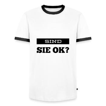 sind sie ok? - Männer Kontrast-T-Shirt - Weiß/Schwarz - Vorne - AI Model Female 172 light (172cm) & AI Model Male 178 dark (178cm)