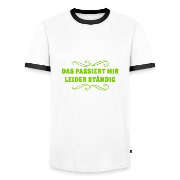 das kenne ich bereits - Männer Kontrast-T-Shirt - Weiß/Schwarz - Vorne - AI Model Female 172 light (172cm) & AI Model Male 178 dark (178cm)