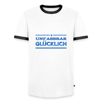 im Glück - Männer Kontrast-T-Shirt - Weiß/Schwarz - Vorne - AI Model Female 172 light (172cm) & AI Model Male 178 dark (178cm)