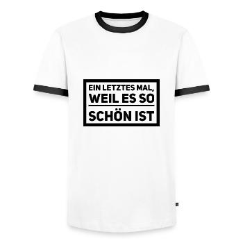 es war sehr schön - Männer Kontrast-T-Shirt - Weiß/Schwarz - Vorne - AI Model Female 172 light (172cm) & AI Model Male 178 dark (178cm)