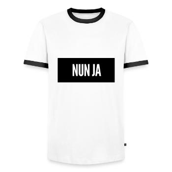 egal - Männer Kontrast-T-Shirt - Weiß/Schwarz - Vorne - AI Model Female 172 light (172cm) & AI Model Male 178 dark (178cm)