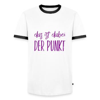 das ist dabei der Punkt - Männer Kontrast-T-Shirt - Weiß/Schwarz - Vorne - AI Model Female 172 light (172cm) & AI Model Male 178 dark (178cm)