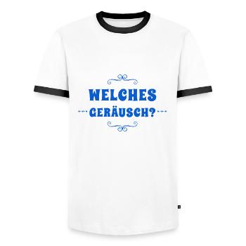 welches Geräusch? - Männer Kontrast-T-Shirt - Weiß/Schwarz - Vorne - AI Model Female 172 light (172cm) & AI Model Male 178 dark (178cm)