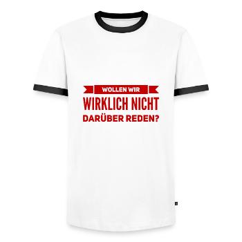 sprechen wir miteinander - Männer Kontrast-T-Shirt - Weiß/Schwarz - Vorne - AI Model Female 172 light (172cm) & AI Model Male 178 dark (178cm)