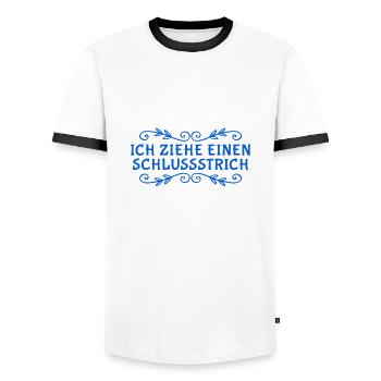ich schließe damit ab - Männer Kontrast-T-Shirt - Weiß/Schwarz - Vorne - AI Model Female 172 light (172cm) & AI Model Male 178 dark (178cm)