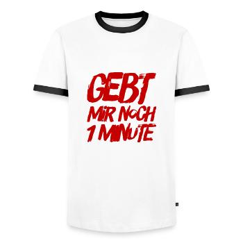 ich brauche noch 1 Minute - Männer Kontrast-T-Shirt - Weiß/Schwarz - Vorne - AI Model Female 172 light (172cm) & AI Model Male 178 dark (178cm)