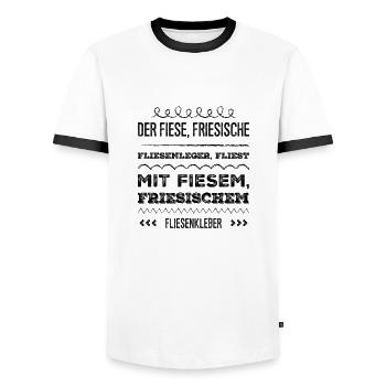 der Fliesenleger - Männer Kontrast-T-Shirt - Weiß/Schwarz - Vorne - AI Model Female 172 light (172cm) & AI Model Male 178 dark (178cm)