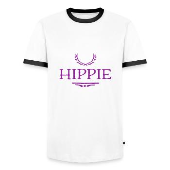 Hippy - Men's Ringer Shirt - white/black - Front - AI Model Female 172 light (172cm) & AI Model Male 178 dark (178cm)