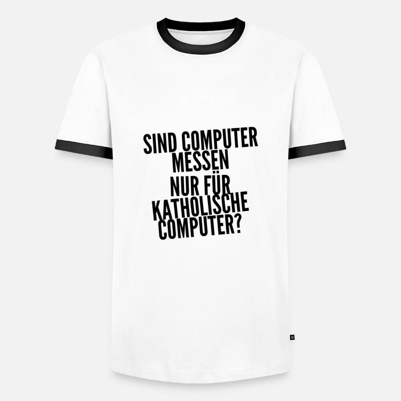 katholischer Computer - Männer Kontrast-T-Shirt - Weiß/Schwarz