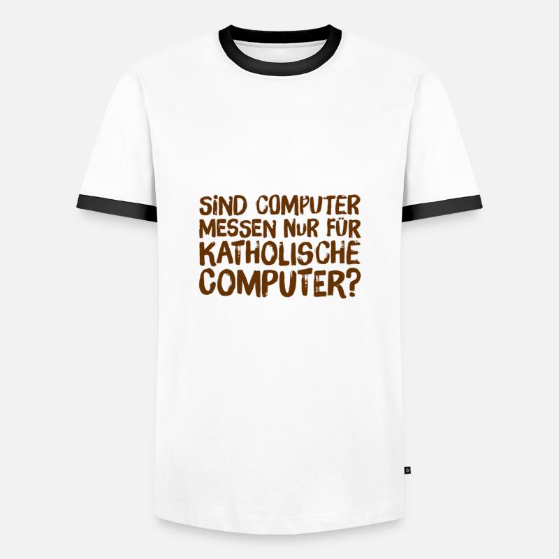 katholische Computer - Männer Kontrast-T-Shirt - Weiß/Schwarz