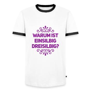 die lieben Silben - Männer Kontrast-T-Shirt - Weiß/Schwarz - Vorne - AI Model Female 172 light (172cm) & AI Model Male 178 dark (178cm)
