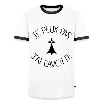Je peux pas j'ai Gavotte - T-shirt contrasté Homme - blanc/noir - Devant - AI Model Female 172 light (172cm) & AI Model Male 178 dark (178cm)