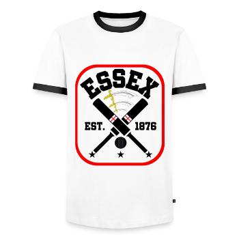Essex County Cricket - Men's Ringer Shirt - white/black - Front - AI Model Female 172 light (172cm) & AI Model Male 178 dark (178cm)