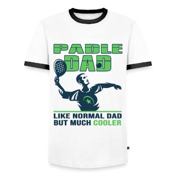 padel padeltennis paddel padelspieler dad padel - Men's Ringer Shirt - white/black - Front - AI Model Female 172 light (172cm) & AI Model Male 178 dark (178cm)