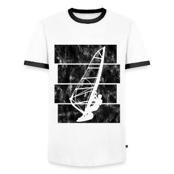 Windsurfing Windsurfer Retro Windsurfing Surfing - Men's Ringer Shirt - white/black - Front - AI Model Female 172 light (172cm) & AI Model Male 178 dark (178cm)
