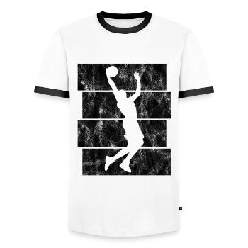Basketteur basket-ball basket-ball - T-shirt contrasté Homme - blanc/noir - Devant - AI Model Female 172 light (172cm) & AI Model Male 178 dark (178cm)