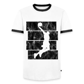 Basket-ball joueur de basket-ball joueur de basket rétro - T-shirt contrasté Homme - blanc/noir - Devant - AI Model Female 172 light (172cm) & AI Model Male 178 dark (178cm)