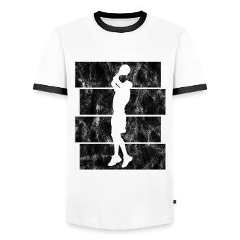 Basketball Retro Basketball Player Basketball Player - Men's Ringer Shirt - white/black - Front - AI Model Female 172 light (172cm) & AI Model Male 178 dark (178cm)