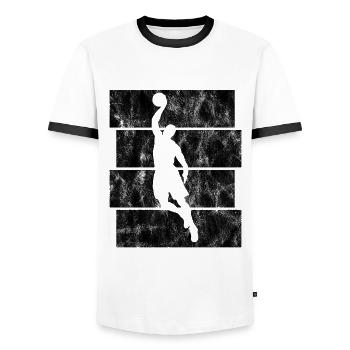 Basketball Basketballer Basketballspieler Retro - Männer Kontrast-T-Shirt - Weiß/Schwarz - Vorne - AI Model Female 172 light (172cm) & AI Model Male 178 dark (178cm)