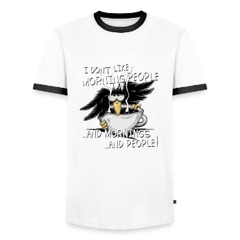 I Don’t Like Morning People Misanthroper Rabe - Männer Kontrast-T-Shirt - Weiß/Schwarz - Vorne - AI Model Female 172 light (172cm) & AI Model Male 178 dark (178cm)