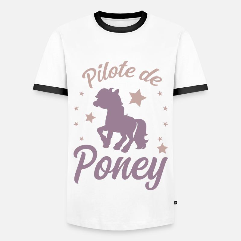 Pony-Pilot - Männer Kontrast-T-Shirt - Weiß/Schwarz