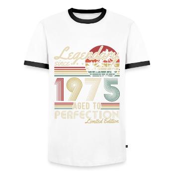 Légendaire depuis 1975 Cadeau d’anniversaire vintage - T-shirt contrasté Homme - blanc/noir - Devant - AI Model Female 172 light (172cm) & AI Model Male 178 dark (178cm)